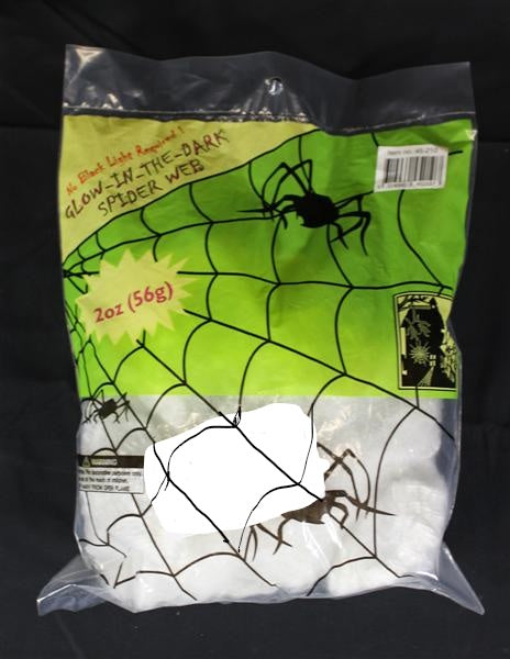 HALLOWEEN GLOW IN THE DARK SPIDER WEB, 2 OZ